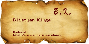 Blistyan Kinga névjegykártya